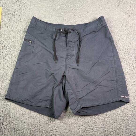 Patagonia Minimalist Board Shorts Mens 34 Navy Blue Pockets Drawstring Nylon 8" - Picture 1 of 9